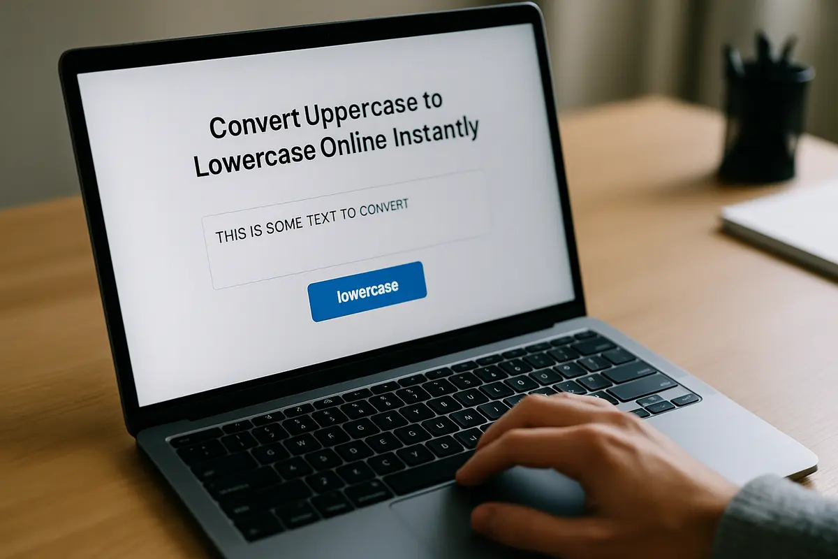 Person using a text converter tool on laptop
